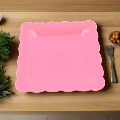 Square Plastic Dinner Plate Snacks Breakfast Serving Trays Home School  8 Pc Set