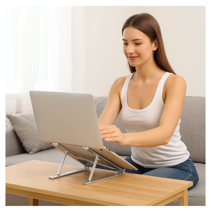 Metal Portable Laptop Stand – 6-Angle Adjustable Riser for Laptops, Phones & Tablets