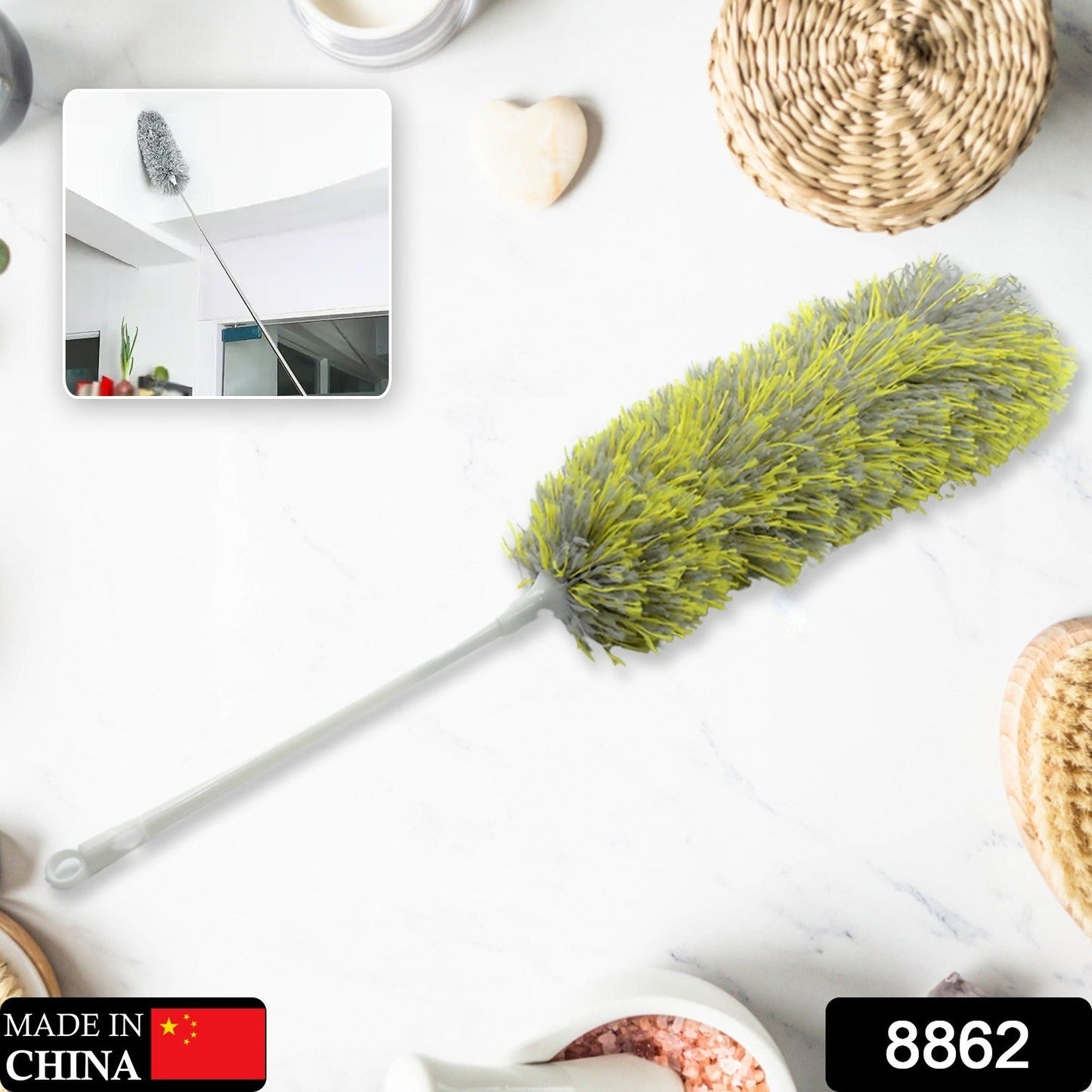 Long Handle Microfiber Duster – Extendable & Washable Cleaning Tool (62cm)